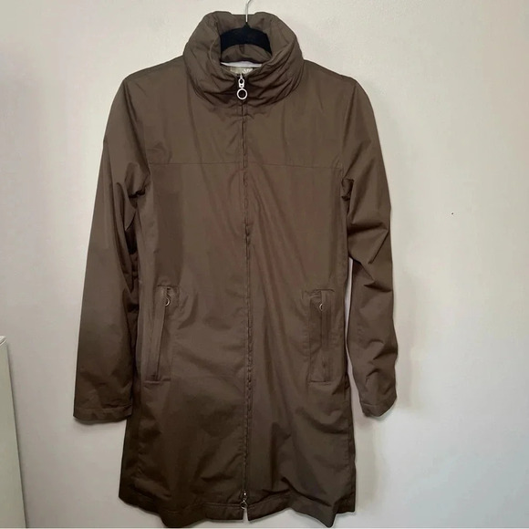 Athleta Windbreaker Jacket Brown Mesh Lined Lightweight Size XS Full Zip Hooded - Picture 1 of 11